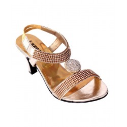 High Class Rhinestones Decor Golden Sandals RG-066